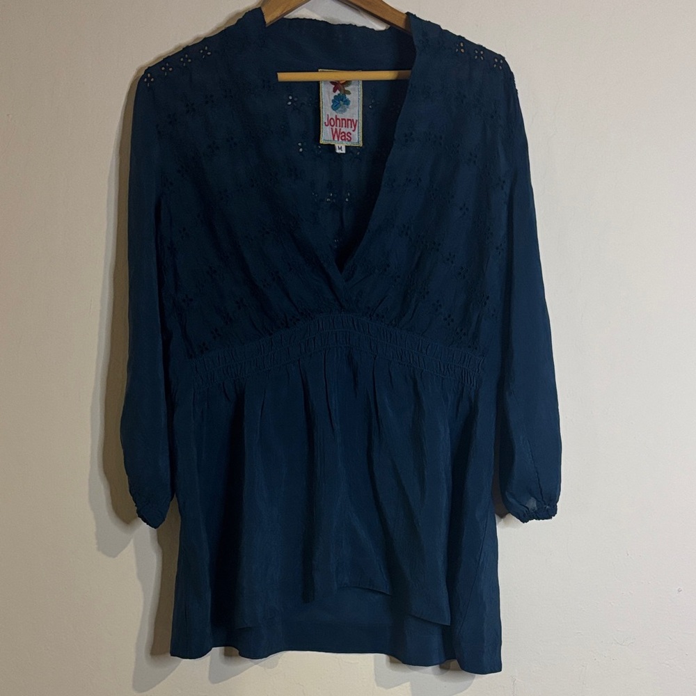 Johnny Was Deep Blue Blouse
